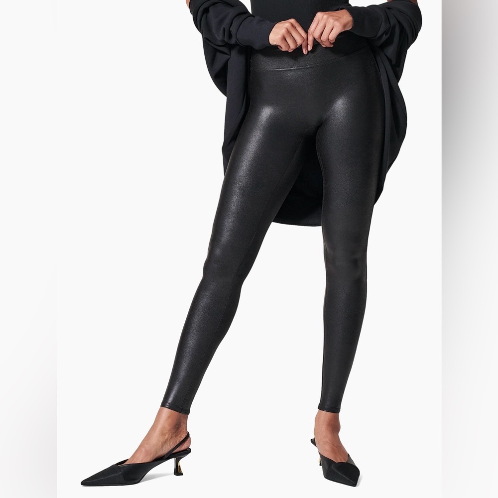 NWT SPANX Faux Leather Black Women's Leggings size Large - Picture 8 of 9